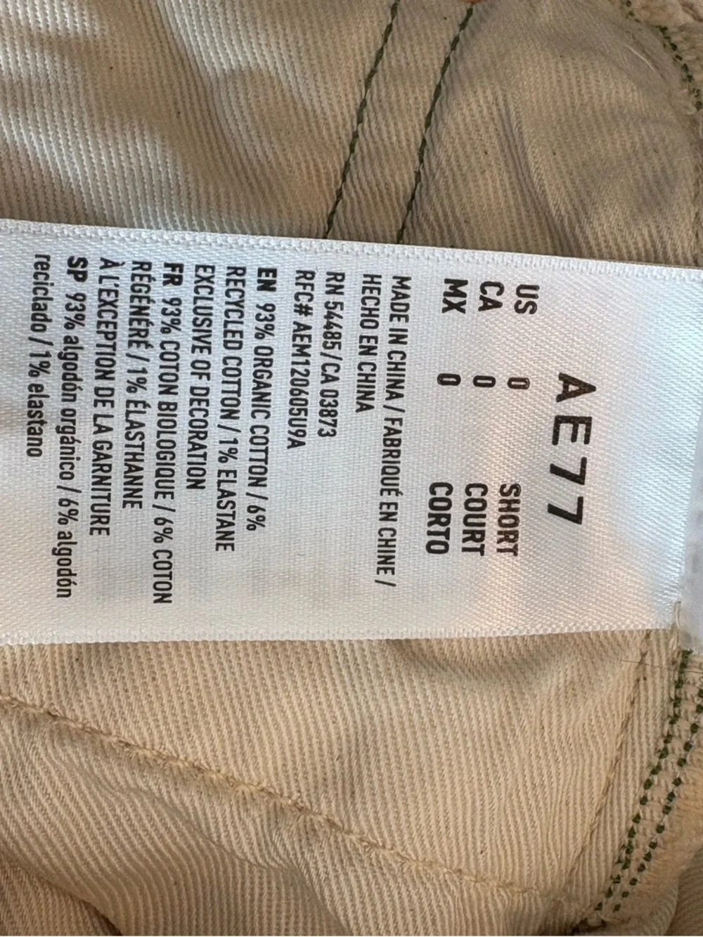 AE77 Cream Stovepipe Selvedge Jeans (size 0 short) American Eagle Premium - Picture 6 of 9